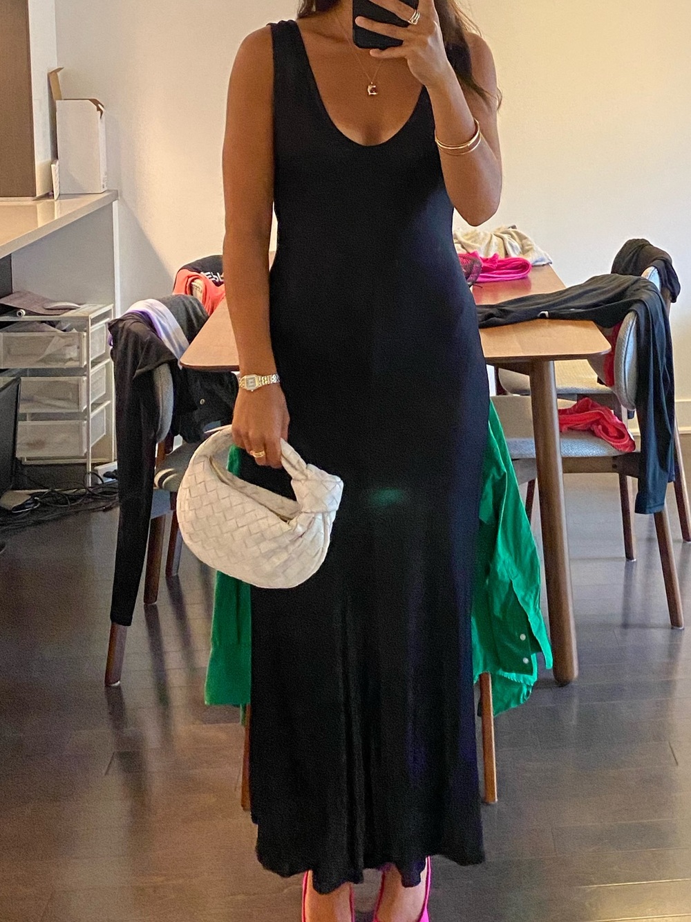 Zara Black Scoop-Neck Maxi satin Dress